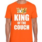 Koningsdag t-shirt king of the couch oranje voor heren - Woningsdag - thuisblijvers / Kingsday thuis vieren