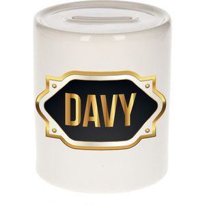 Davy naam cadeau spaarpot met gouden embleem - kado verjaardag/ vaderdag/ pensioen/ geslaagd/ bedankt