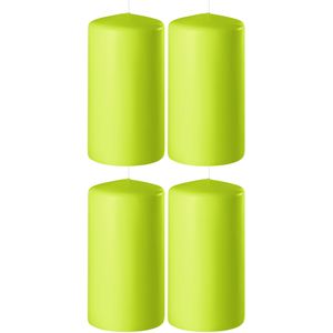 4x Lime groene cilinderkaarsen/stompkaarsen 6 x 10 cm 36 branduren - Geurloze kaarsen lime groen - Woondecoraties