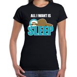 All I want is sleep / Ik wil alleen slapen  fun tekst slaapshirt / pyjama shirt - zwart - dames - Grappig slaapshirt / slaap kleding t-shirt