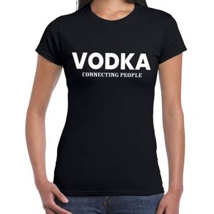 Vodka connecting people drank tekst t-shirt zwart voor dames  - fout fun shirt