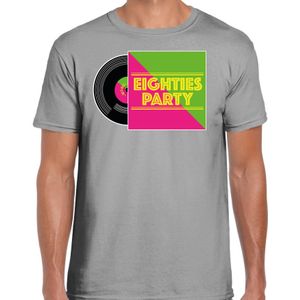 Bellatio Decorations Disco verkleed T-shirt heren - 80s party - grijs - jaren 80 feest - carnaval