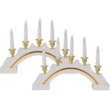 Kaarsenbruggen - 2x stuks - LED verlichting - wit/goud - 37 cm