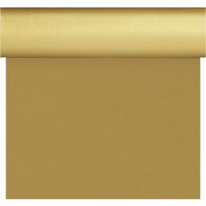 Kerst thema tafelloper/placemats goud unikleur 40 x 480 cm - Kerstdiner tafeldecoratie versieringen