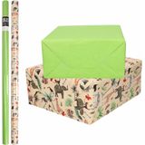 8x Rollen kraft inpakpapier jungle/oerwoud pakket - dieren/groen 200 x 70 cm - cadeau/verzendpapier