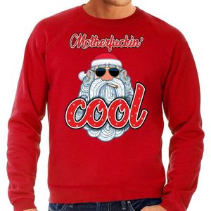 Foute Kersttrui / sweater -  Stoere kerstman - motherfucking cool - rood voor heren - kerstkleding / kerst outfit
