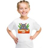 Tommy the Cat t-shirt wit voor kinderen - unisex - katten / poezen shirt - kinderkleding / kleding
