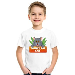 Tommy the Cat t-shirt wit voor kinderen - unisex - katten / poezen shirt - kinderkleding / kleding