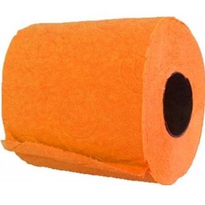 1x Oranje toiletpapier rol 140 vellen - Oranje thema feestartikelen decoratie - WC-papier/pleepapier