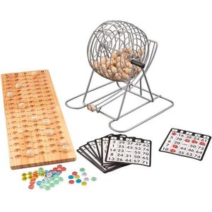 Longfield Bingo-Lotto Set Compleet | Geschikt voor 3+ spelers | Met 90 ballen en houten controlebord