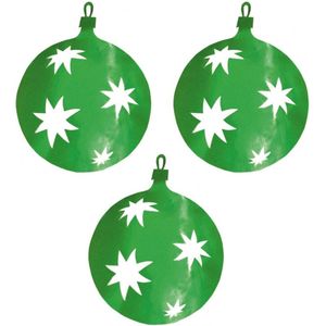 3x stuks kerstballen hangdecoratie groen 30 cm van karton - Kerstversiering - Kerstdecoratie