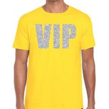 VIP zilver glitter tekst t-shirt geel voor heren