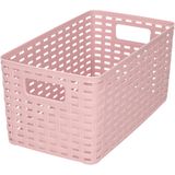 Set van 8x stuks opbergboxen/opbergmandjes rotan oud roze kunststof met inhoud 5 en 10 en 18 liter