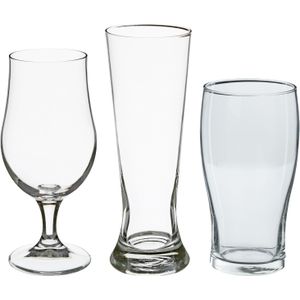 Secret de Gourmet Bierglazen set - pilsglazen/pint glazen/bierglazen op voet - 12x stuks