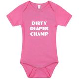 Dirty Diaper Champ tekst baby rompertje roze meisjes - Kraamcadeau - Babykleding