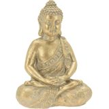 Boeddha tuin/huis beeld in het goud 37 cm - Tuinbeeldjes voor binnen en buiten gebruik