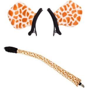 Dieren verkleed set giraffe staart en oortjes - Dierenpak accessoires voor kinderen