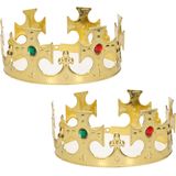 4x stuks gouden Konings kronen voor heren 7 x 59 cm - Koningsdag / carnaval accessoire - prinsen kronen