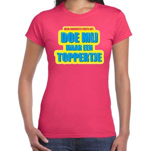 Foute party Doe mij maar een toppertje verkleed/ carnaval t-shirt roze dames - Foute hits - Foute party outfit/ kleding