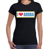 I love Aruba landen t-shirt zwart - dames - Aruba landen shirt / kleding - EK / WK / Olympische spelen outfit