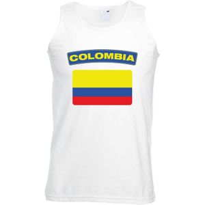 Colombia singlet shirt/ tanktop met Colombiaanse vlag wit heren