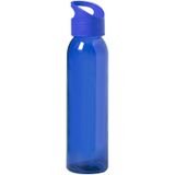 6x Stuks glazen waterfles/drinkfles blauw transparant met schroefdop met handvat 470 ml - Sportfles - Bidon