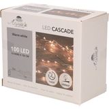 Set van 3x stuks cascade draadverlichting lichtsnoer met 100 lampjes warm wit met 10 lichtdraden - Lichtsnoeren - kerstverlichting