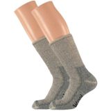 Apollo - Set van 2x stuks Extra warme grijze wollen sokken maat 39/42 dames/heren winter sokken