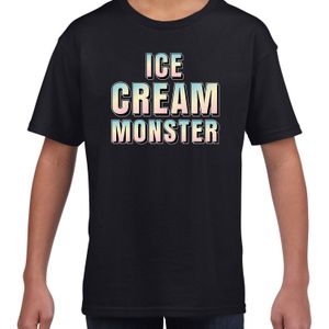 Ice cream monster fun tekst t-shirt zwart - kinderen - Fun tekst / Verjaardag cadeau / kado t-shirt kids