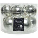 10x Zilveren glazen kerstballen 6 cm - glans en mat - Glans/glanzende - Kerstboomversiering zilver