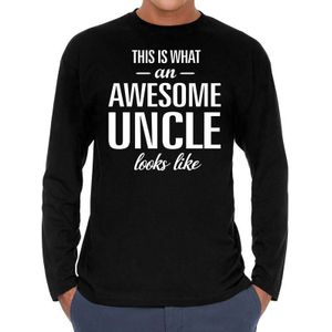 Awesome Uncle - geweldige oom cadeau shirt long sleeve zwart heren - kado shirts / Verjaardag cadeau