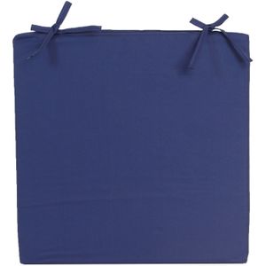 Stoelkussen voor binnen- en buitenstoel in de kleur donkerblauw 40 x 40 cm - Tuinstoel kussen