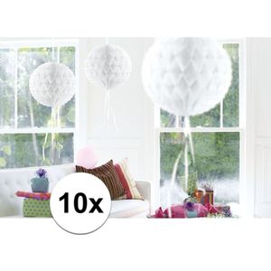 10x feestversiering decoratie bollen wit 30 cm