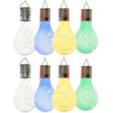 8x Buiten LED wit/blauw/groen/geel peertjes solar verlichting 14 cm - Tuinverlichting - Tuinlampen - Solarlampen zonne-energie