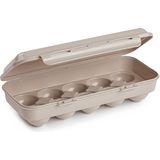 Plasticforte Eierdoos - 2x - koelkast organizer eierhouder - 10 eieren - taupe - kunststof - 27 x 12,5 cm
