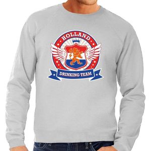 Grijs Holland drinking team sweater / sweater rwb heren -  Nederland supporter kleding