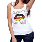 Kiss me I am German tanktop / mouwloos shirt wit dames - feest shirts dames - Duitsland kleding