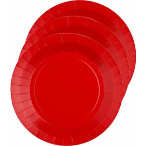 Santex feest gebak/taart bordjes - rood - 30x stuks - karton - D17 cm