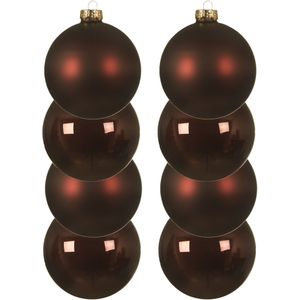 8x stuks kerstballen mahonie bruin van glas 10 cm - mat/glans - Kerstversiering/boomversiering