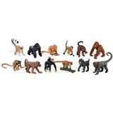 Plastic speelfiguren apen 12 stuks - dieren speelfiguurtjes speelgoed
