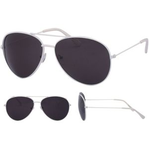 Politiebril wit met zwarte glazen voor volwassenen - Piloten zonnebrillen dames/heren