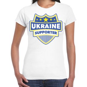 Ukraine supporter schild t-shirt wit voor dames - Oekraine landen t-shirt / kleding - EK / WK / Olympische spelen outfit