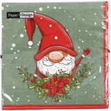 40x Kerst servetten Santa elf print 33 x 33 cm - Kerstdiner - Tafeldecoratie wegwerp servetten