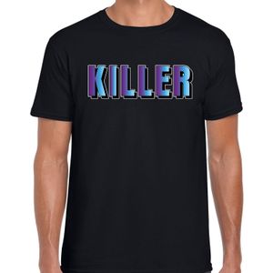 Killer t-shirt zwart met paarse/blauwe letters voor heren - fun tekst shirts / grappige t-shirts