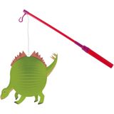 Lampionstokje 40 cm - met dinosaurus lampion - groen - D25 cm - Sint Maarten