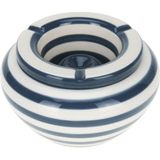 Excellent Houseware Stormasbak gestreept - 2x - Blauw/wit - Dia 14 cm - keramiek