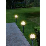 18x Buiten/tuin LED RVS bollen stekers Navi solar verlichting 24 cm colour changing - Tuinverlichting - Tuinlampen - Solarlampen op zonne-energie