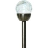 18x Buiten/tuin LED RVS bollen stekers Navi solar verlichting 24 cm colour changing - Tuinverlichting - Tuinlampen - Solarlampen op zonne-energie