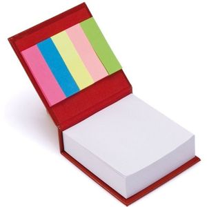 Rode bloknotes papier kubus met plakmemos -  Boodschappen opschrijf memoblokjes voor thuis of kantoor