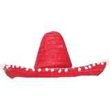 Guirca Mexicaanse Sombrero hoed voor heren - carnaval/verkleed accessoires - rood - D50 cm